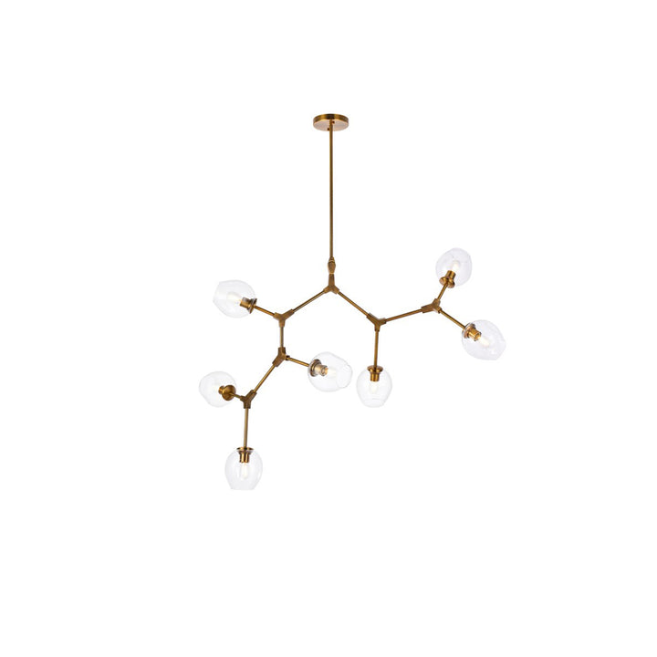 7 Lights Brass Chandelier - View 4 - Joshua Marshal
