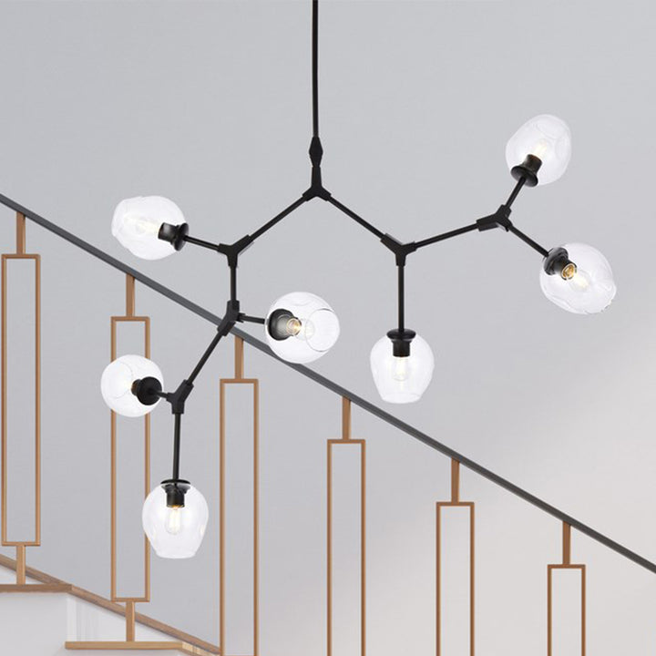 7 Lights Black Chandelier Black And Clear Finish - LIGHTING by Joshua Marshal