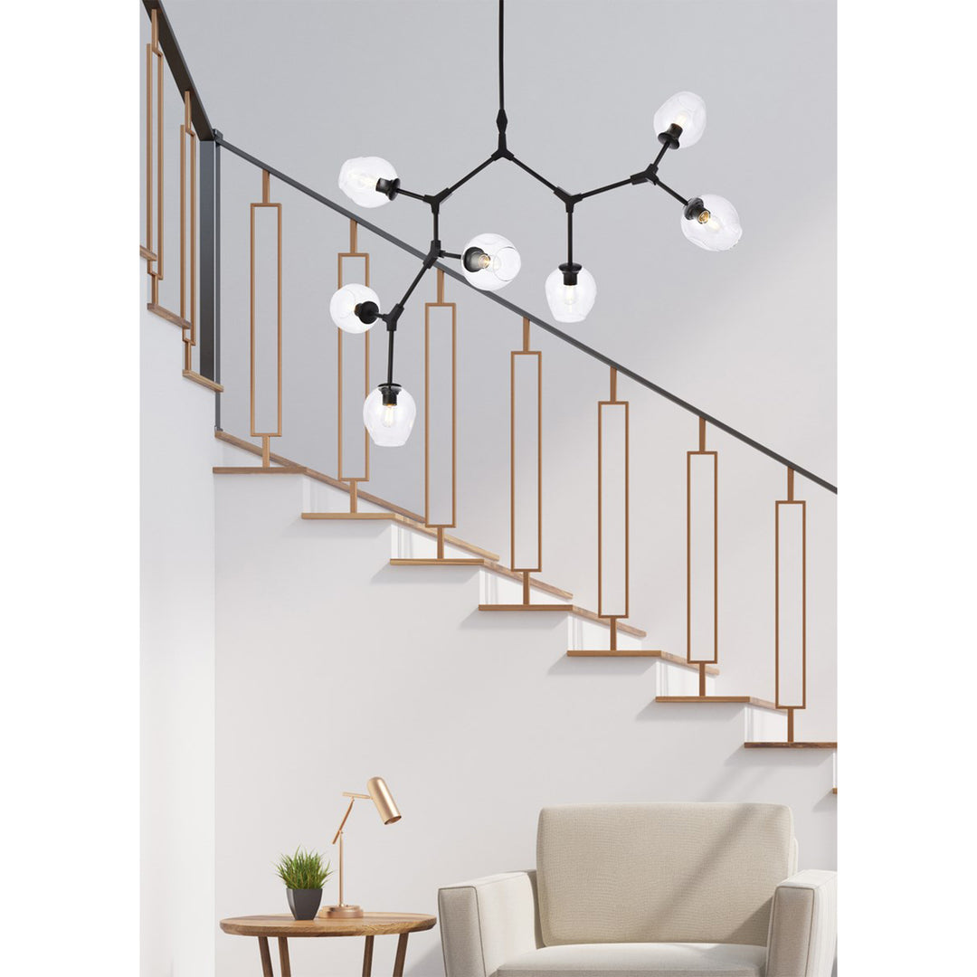 7 Lights Black Chandelier - View 2 - Joshua Marshal