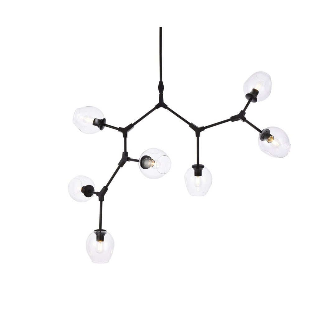 7 Lights Black Chandelier - View 3 - Joshua Marshal
