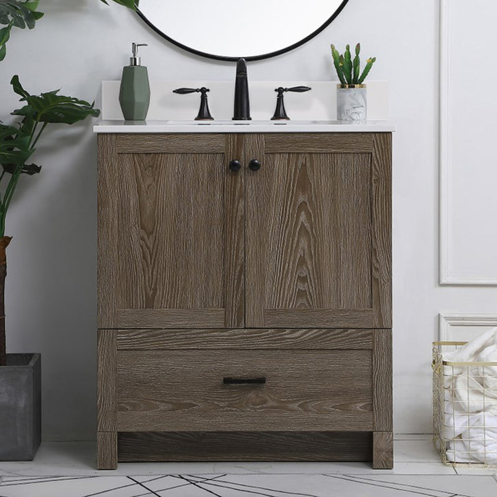 30 Inch Single Bathroom Vanity In Weathered Oak Weathered Oak Finish - KITCHEN & BATH by Joshua Marshal