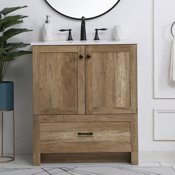 30 Inch Single Bathroom Vanity In Natural Oak Natural Oak Finish - KITCHEN & BATH by Joshua Marshal