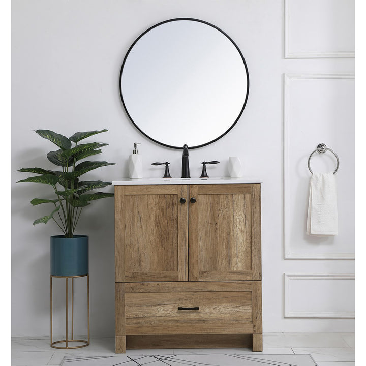 30 Inch Single Bathroom Vanity In Natural Oak - View 2 - Joshua Marshal