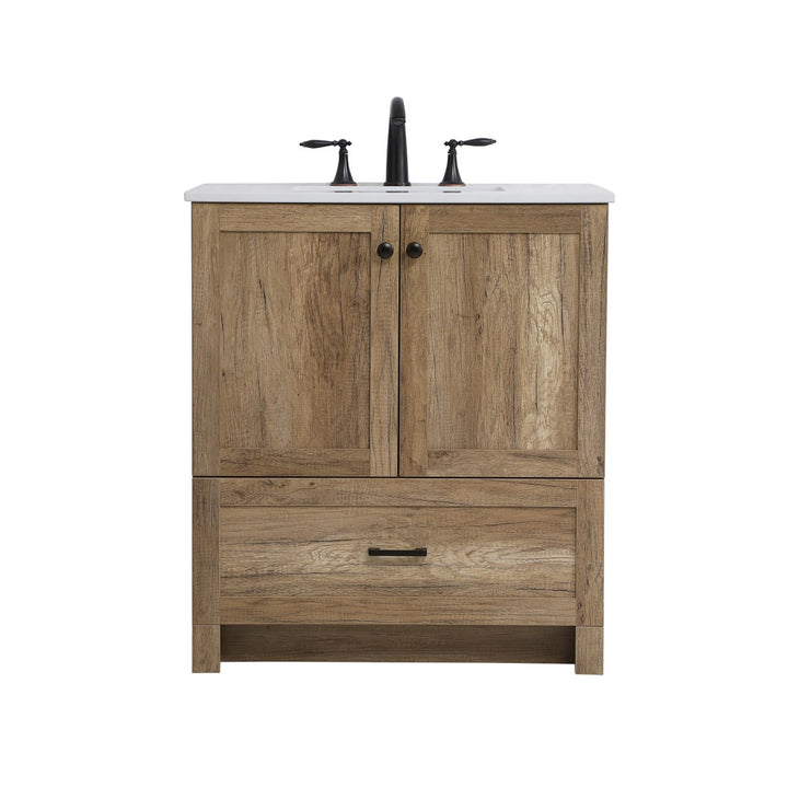 30 Inch Single Bathroom Vanity In Natural Oak - View 4 - Joshua Marshal
