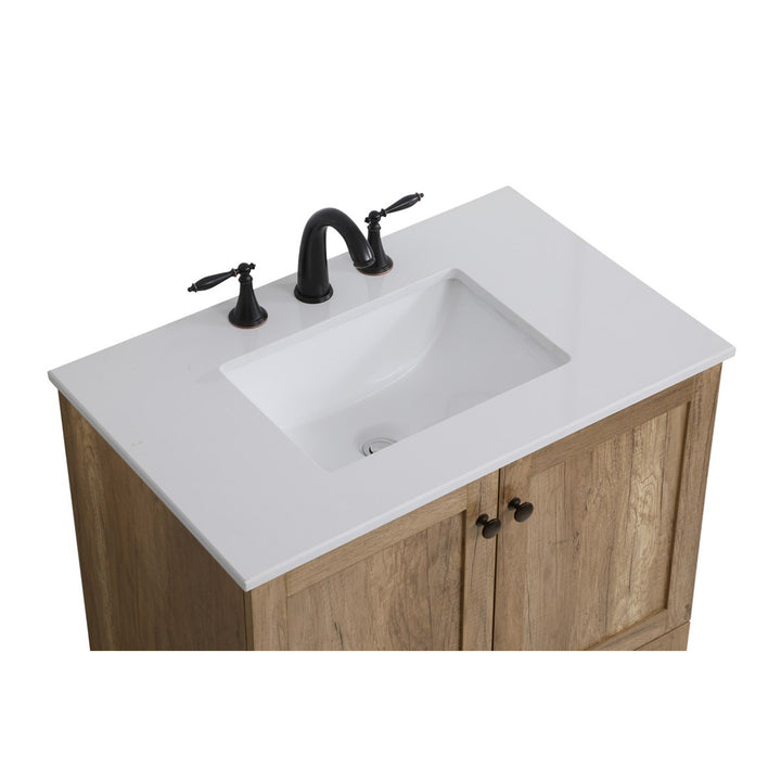 30 Inch Single Bathroom Vanity In Natural Oak - View 6 - Joshua Marshal