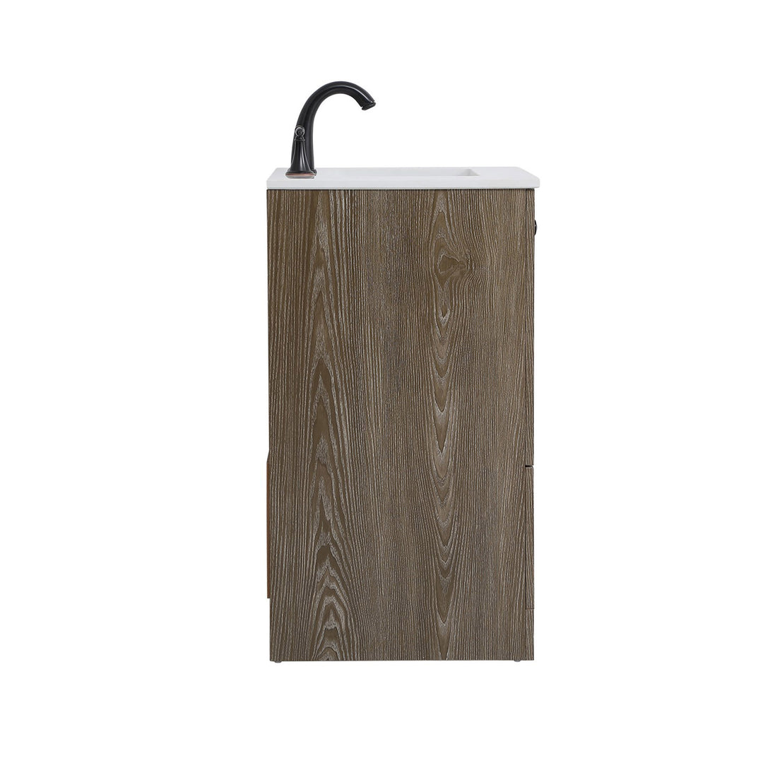 24 Inch Single Bathroom Vanity In Weathered Oak - View 6 - Joshua Marshal