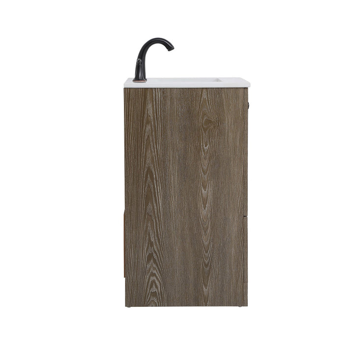 24 Inch Single Bathroom Vanity In Weathered Oak - View 6 - Joshua Marshal