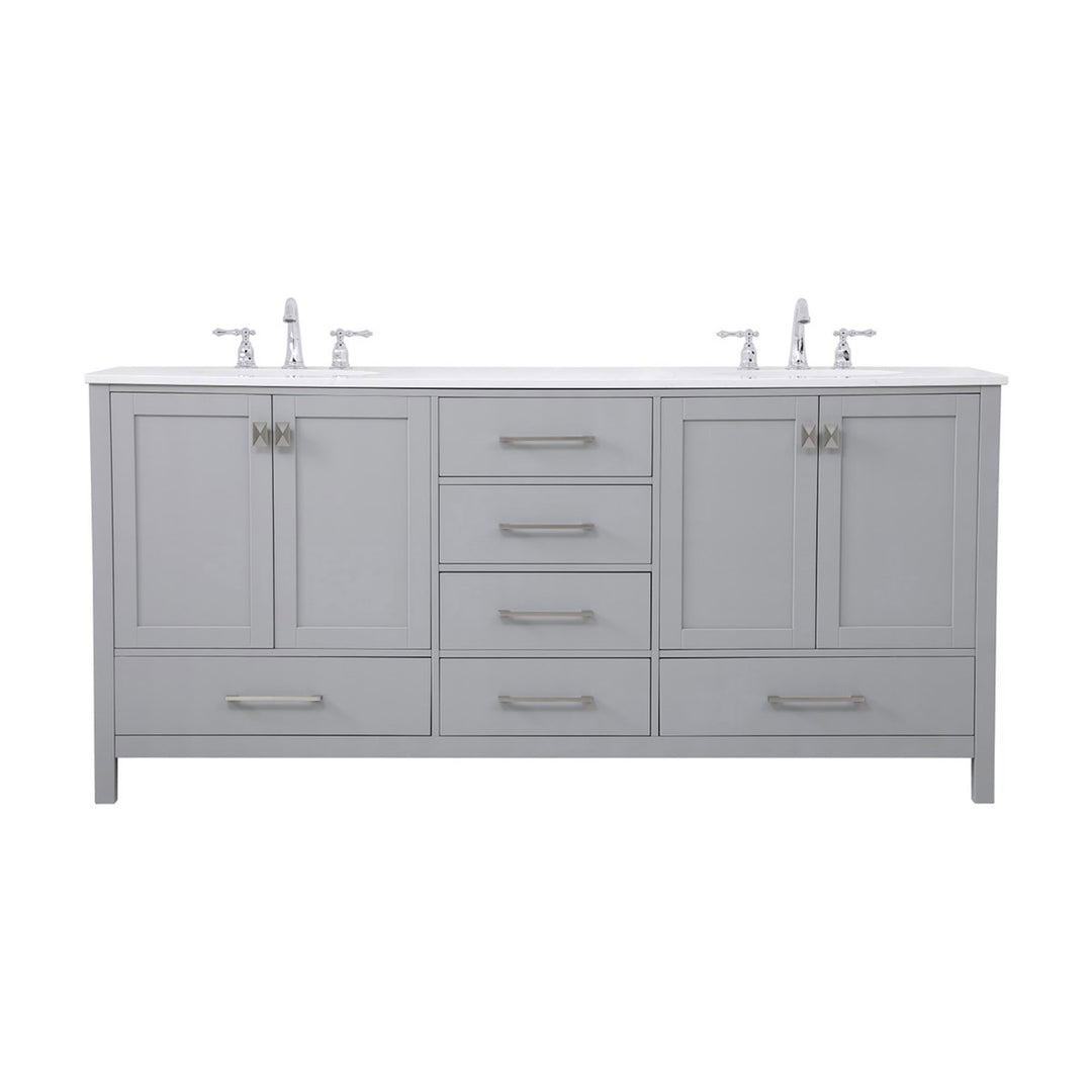 72 Inch Double Bathroom Vanity In Gray - View 3 - Joshua Marshal
