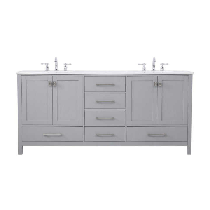 72 Inch Double Bathroom Vanity In Gray - View 3 - Joshua Marshal