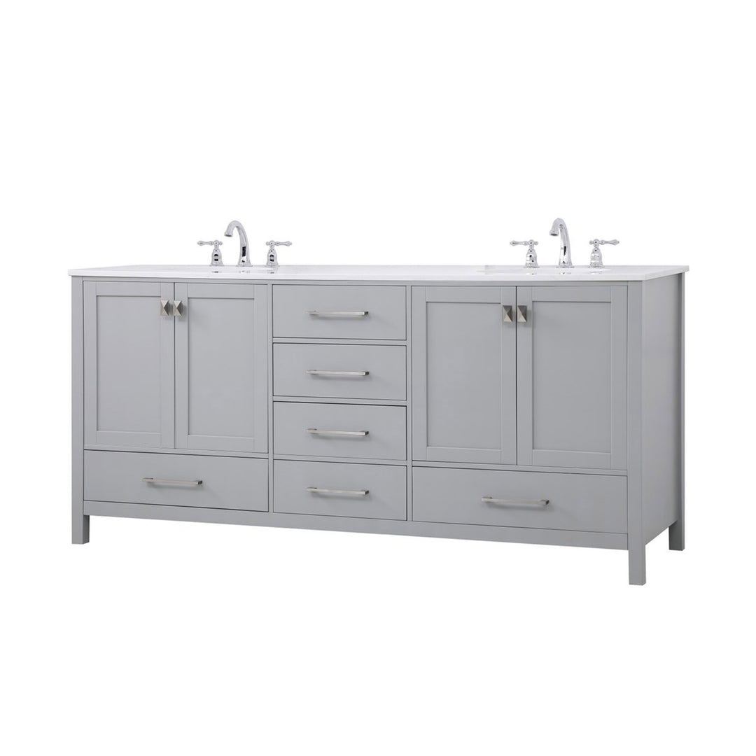 72 Inch Double Bathroom Vanity In Gray - View 4 - Joshua Marshal
