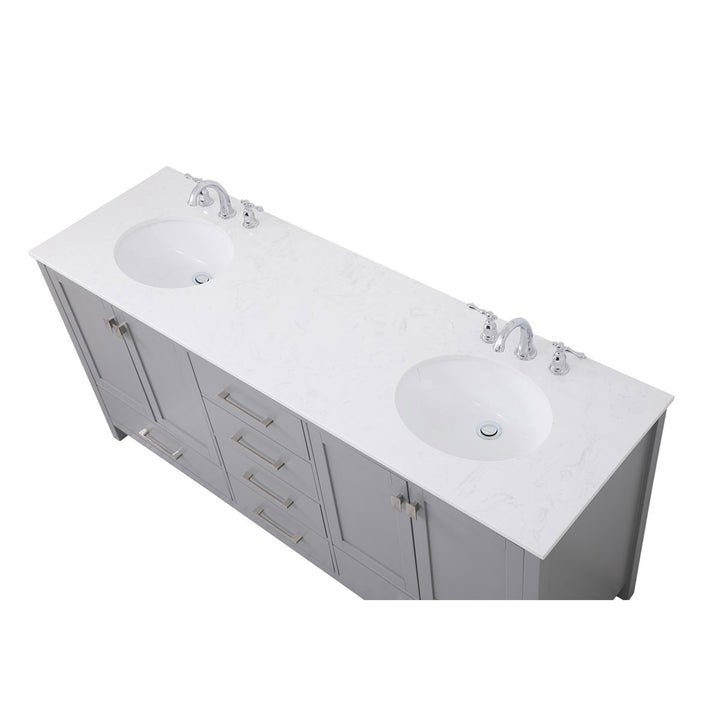 72 Inch Double Bathroom Vanity In Gray - View 6 - Joshua Marshal