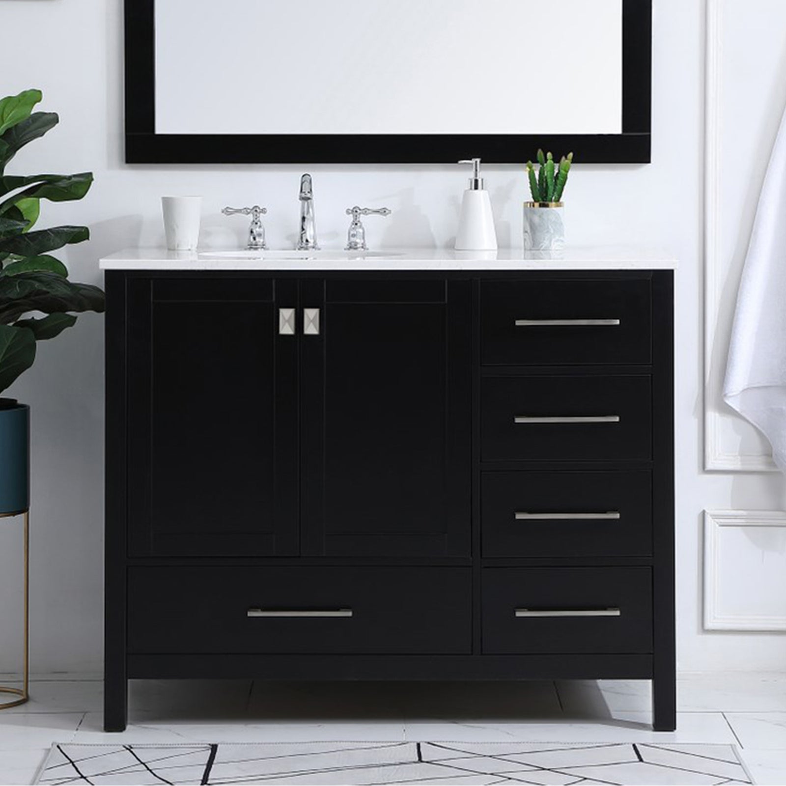 42 Inch Single Bathroom Vanity In Black Black Finish - KITCHEN & BATH by Joshua Marshal