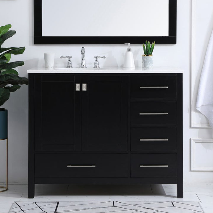 42 Inch Single Bathroom Vanity In Black Black Finish - KITCHEN & BATH by Joshua Marshal