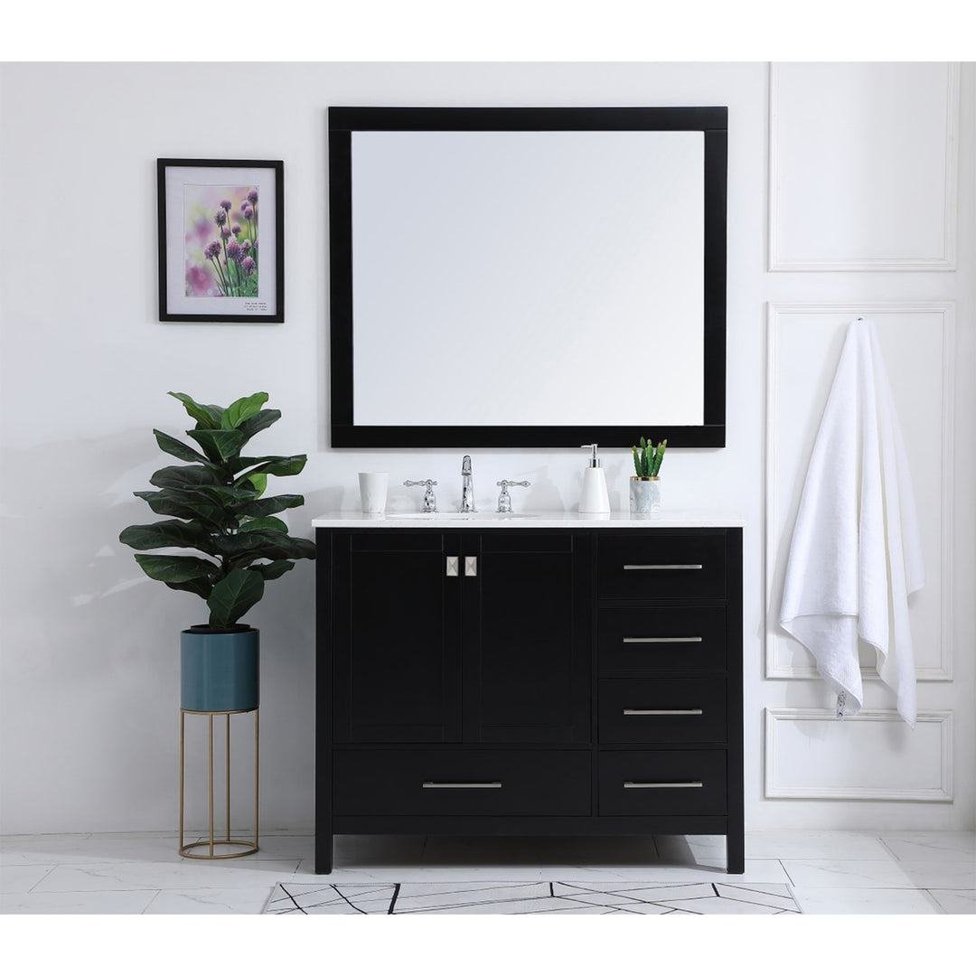 42 Inch Single Bathroom Vanity In Black - View 2 - Joshua Marshal