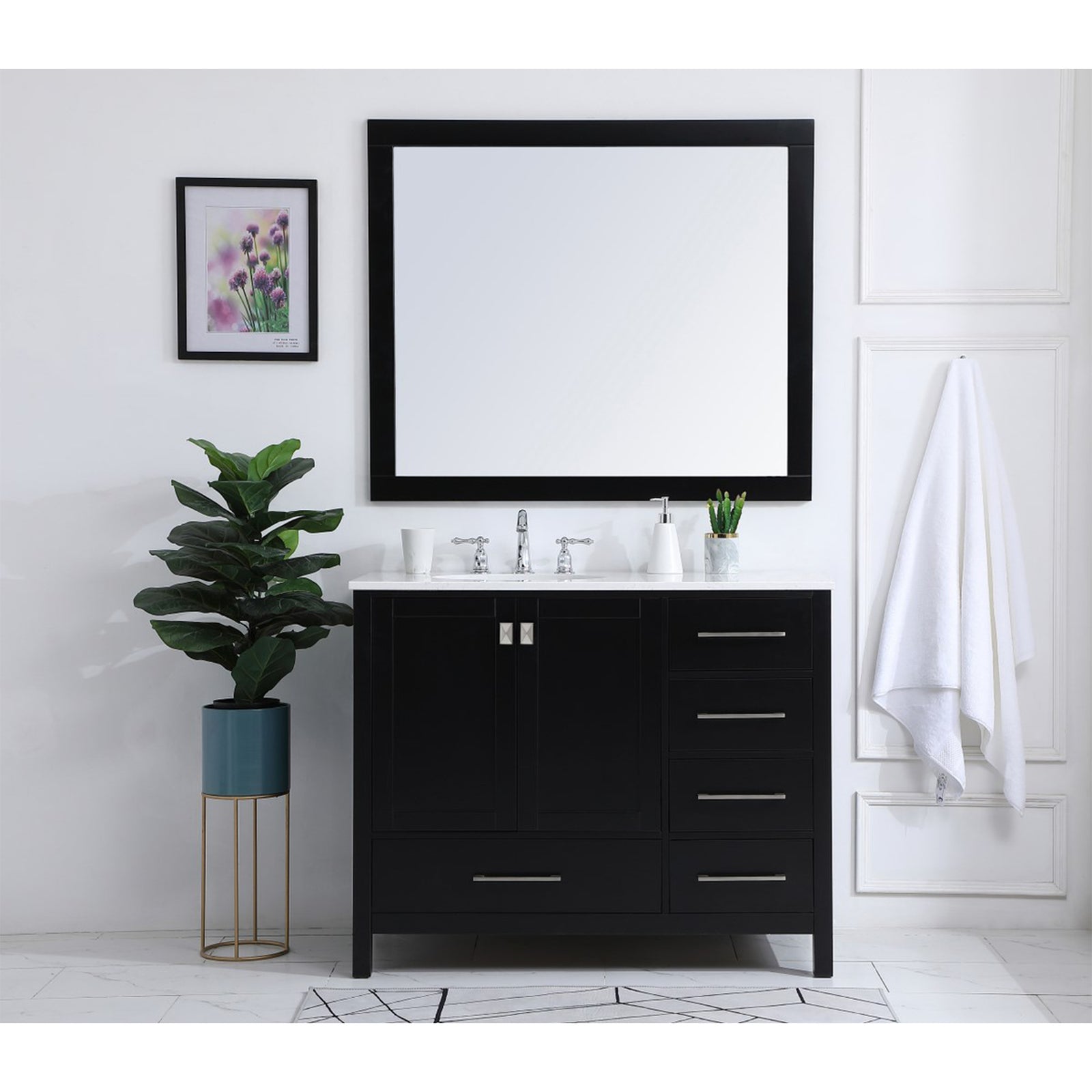 42 Inch Single Bathroom Vanity In Black - View 2 - Joshua Marshal
