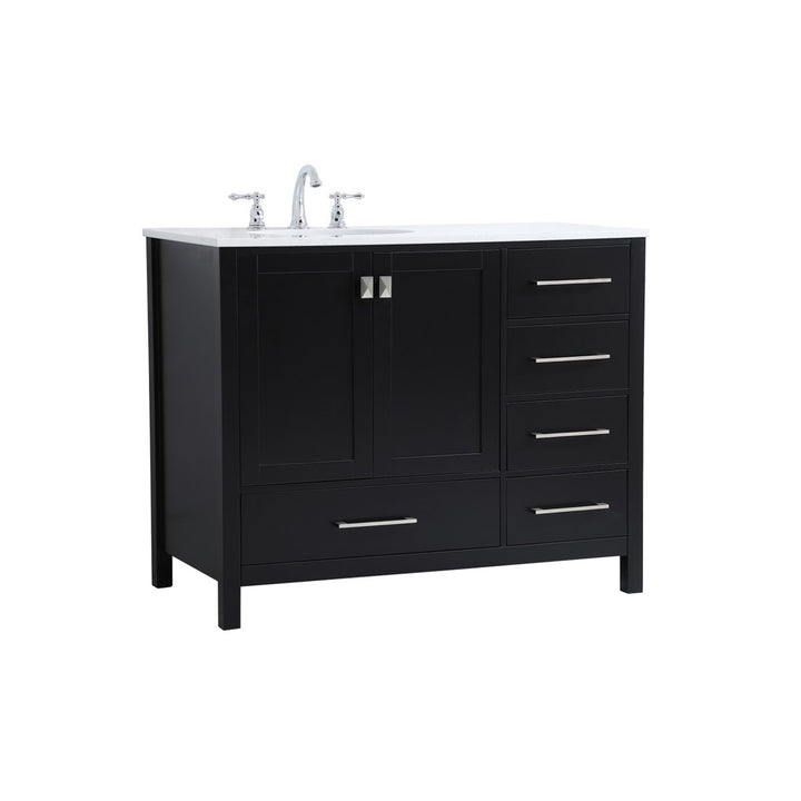 42 Inch Single Bathroom Vanity In Black - View 3 - Joshua Marshal