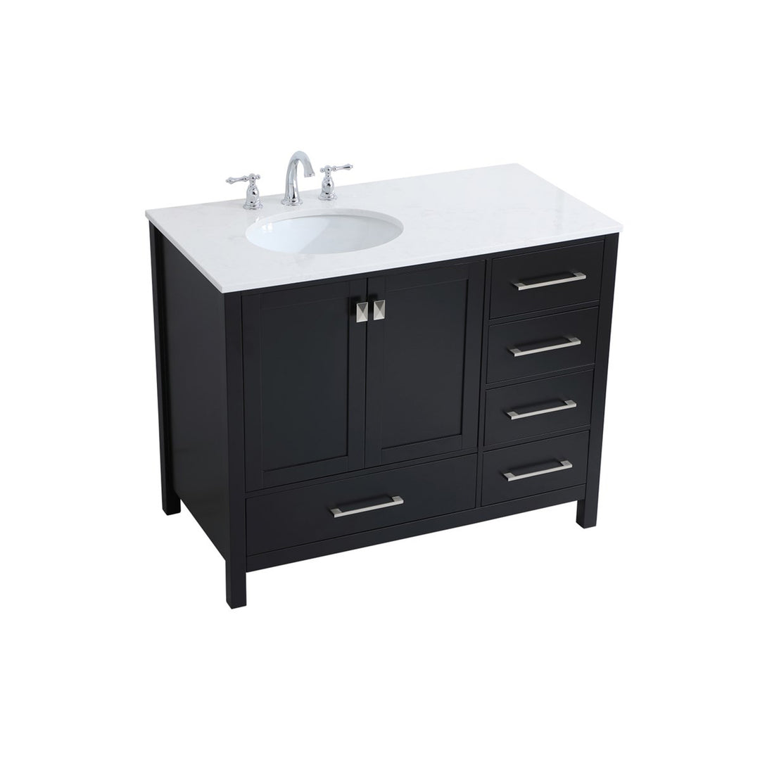 42 Inch Single Bathroom Vanity In Black - View 4 - Joshua Marshal