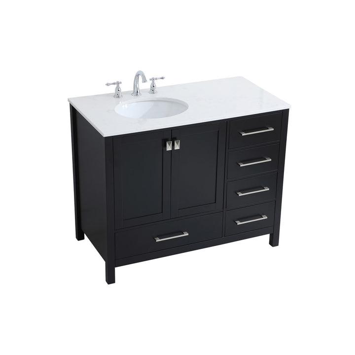 42 Inch Single Bathroom Vanity In Black - View 4 - Joshua Marshal