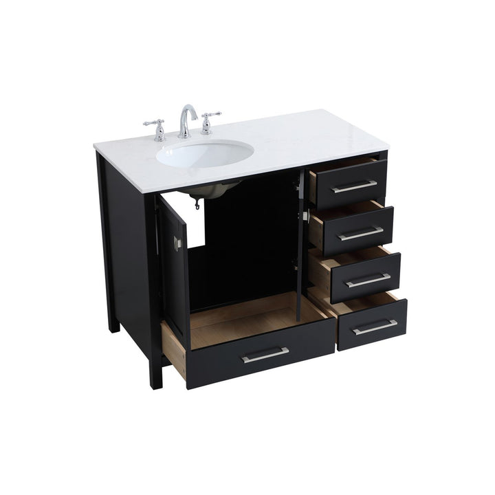 42 Inch Single Bathroom Vanity In Black - View 5 - Joshua Marshal