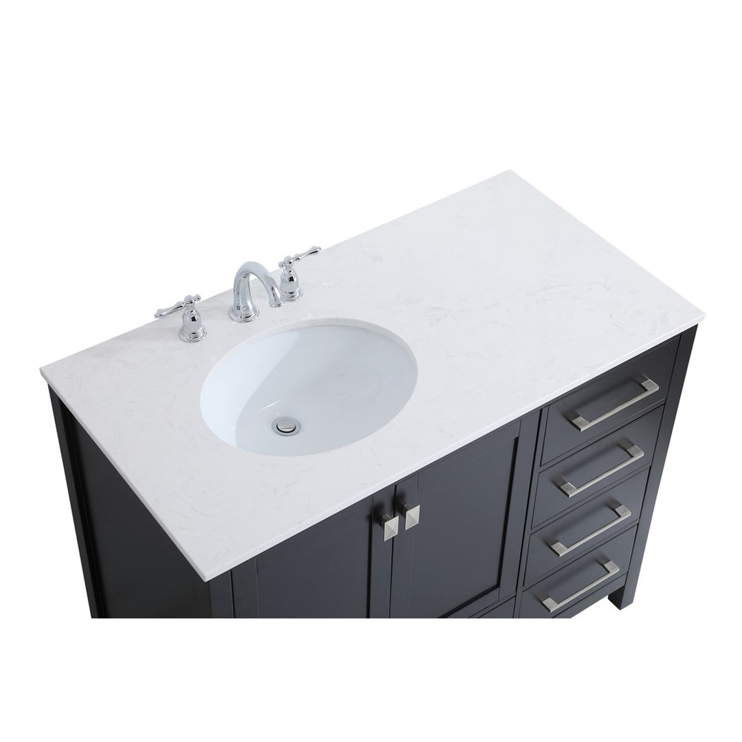 42 Inch Single Bathroom Vanity In Black - View 6 - Joshua Marshal