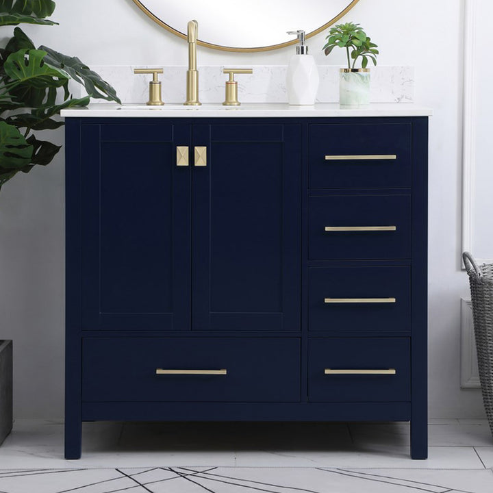 36 Inch Single Bathroom Vanity In Blue Blue Finish - KITCHEN & BATH by Joshua Marshal