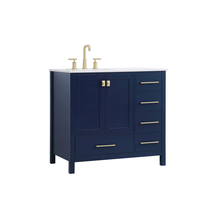 36 Inch Single Bathroom Vanity In Blue - View 3 - Joshua Marshal