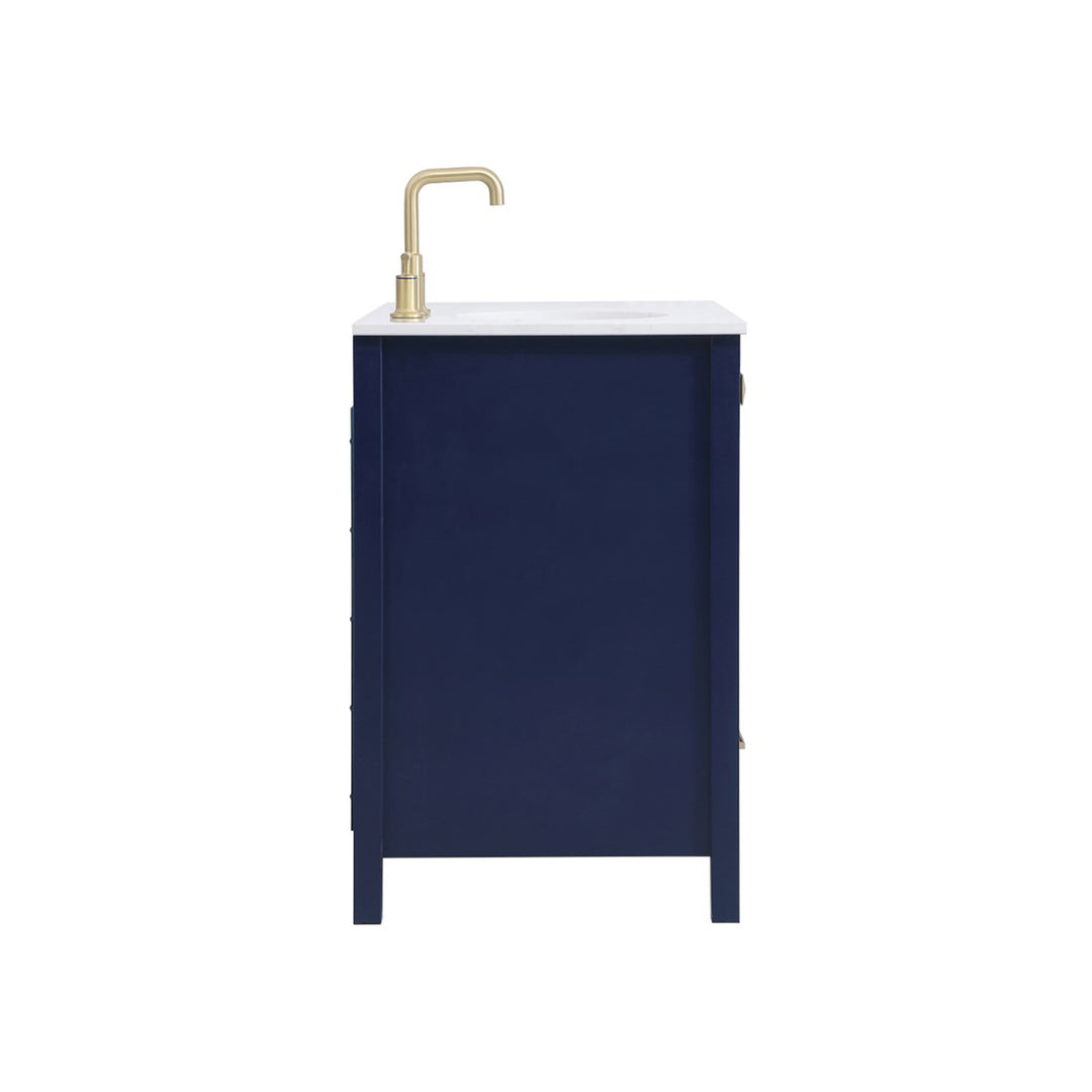 36 Inch Single Bathroom Vanity In Blue - View 4 - Joshua Marshal