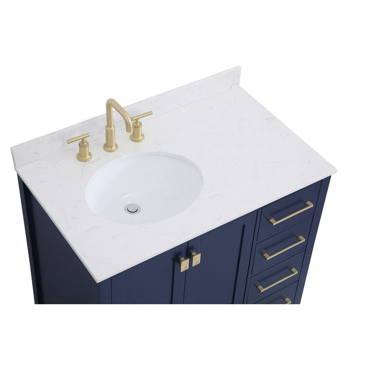 36 Inch Single Bathroom Vanity In Blue - View 6 - Joshua Marshal