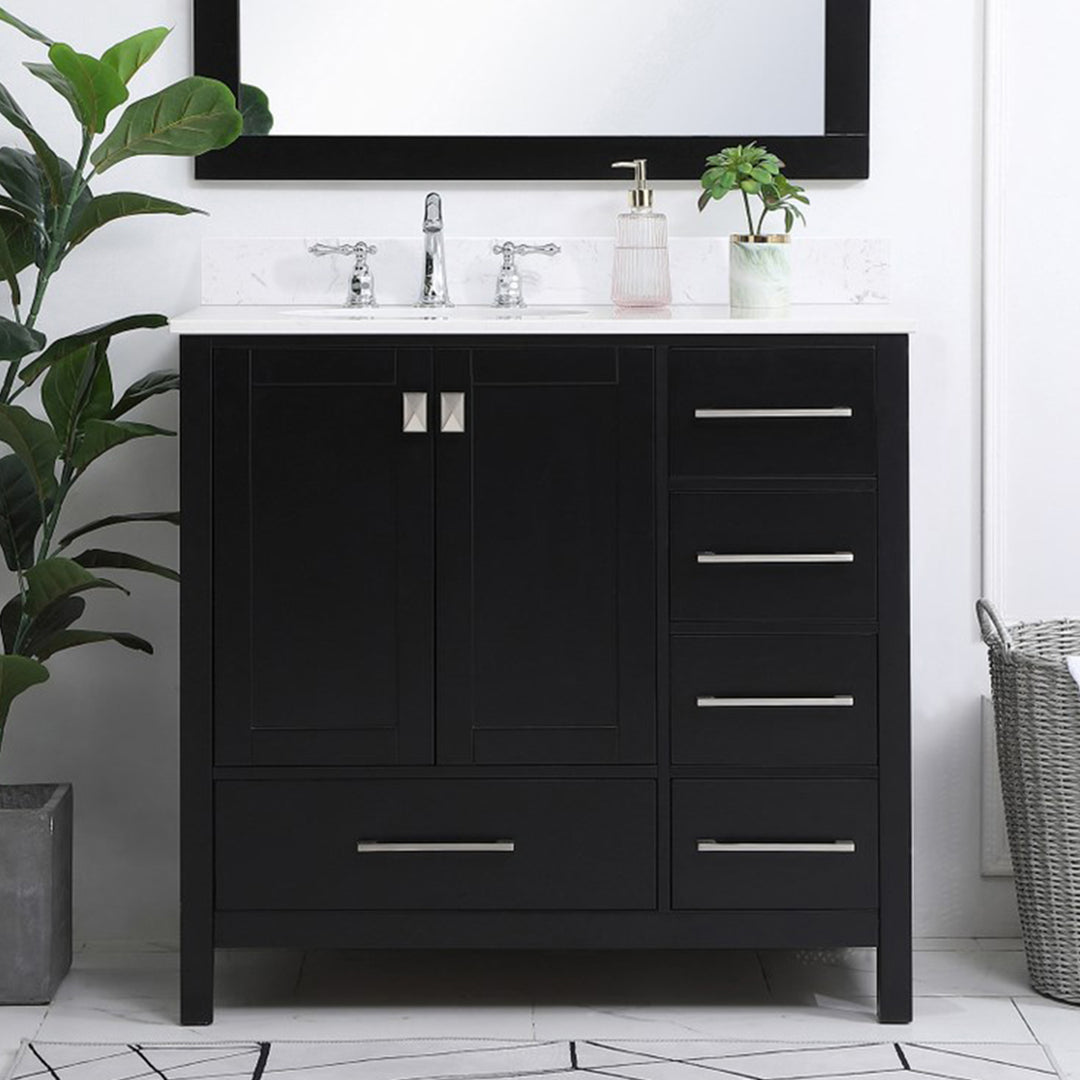 36 Inch Single Bathroom Vanity In Black Black Finish - KITCHEN & BATH by Joshua Marshal