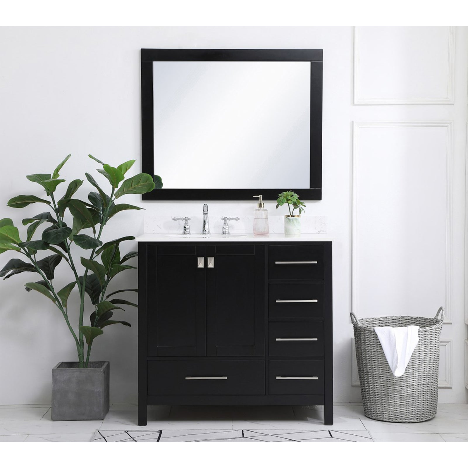 36 Inch Single Bathroom Vanity In Black - View 2 - Joshua Marshal