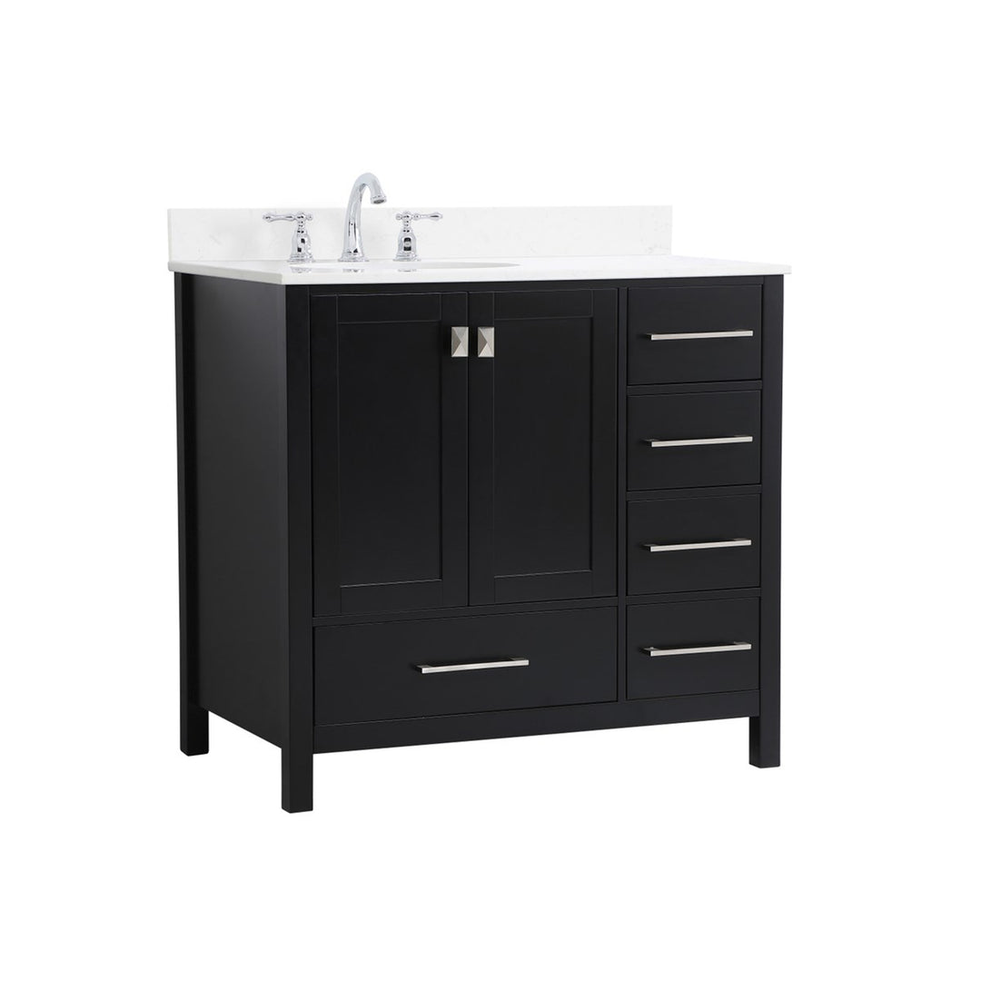 36 Inch Single Bathroom Vanity In Black - View 3 - Joshua Marshal