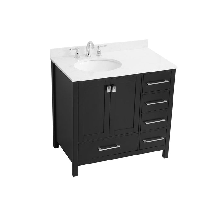 36 Inch Single Bathroom Vanity In Black - View 4 - Joshua Marshal