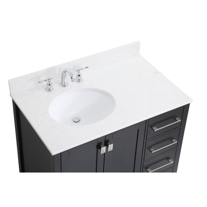 36 Inch Single Bathroom Vanity In Black - View 5 - Joshua Marshal