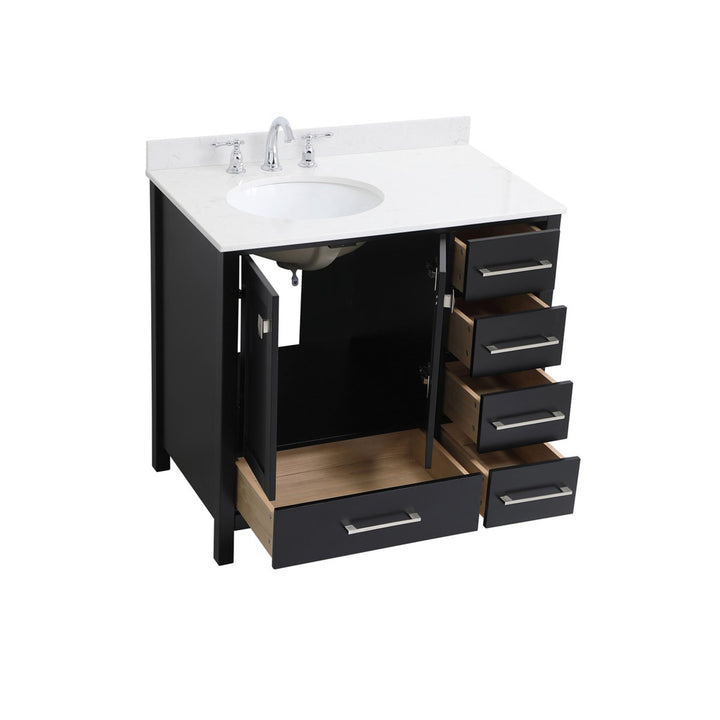 36 Inch Single Bathroom Vanity In Black - View 6 - Joshua Marshal