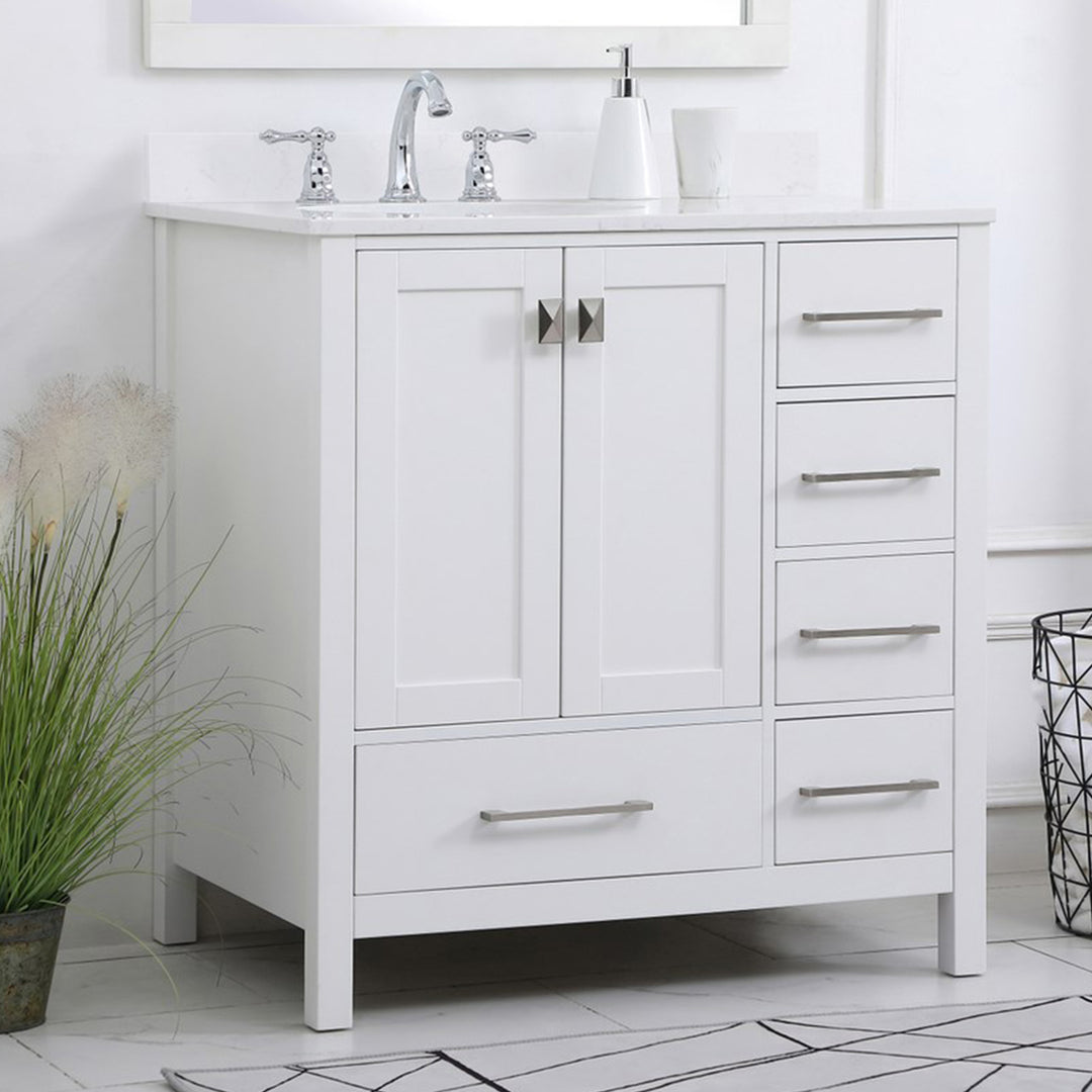 32 Inch Single Bathroom Vanity In White White Finish - KITCHEN & BATH by Joshua Marshal