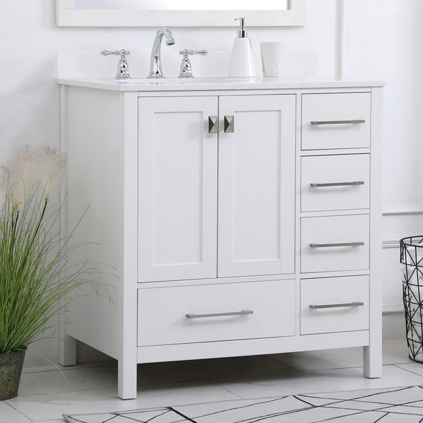 32 Inch Single Bathroom Vanity In White White Finish - KITCHEN & BATH by Joshua Marshal