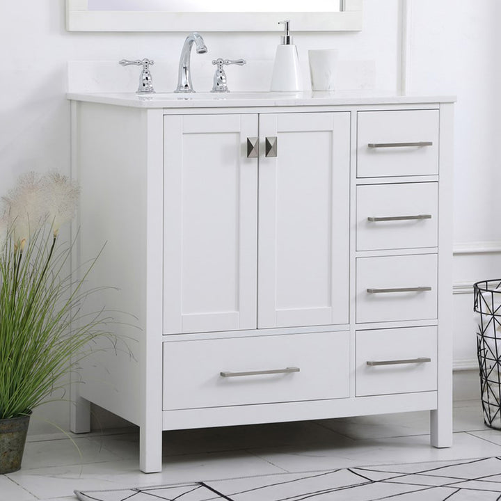 32 Inch Single Bathroom Vanity In White White Finish - KITCHEN & BATH by Joshua Marshal