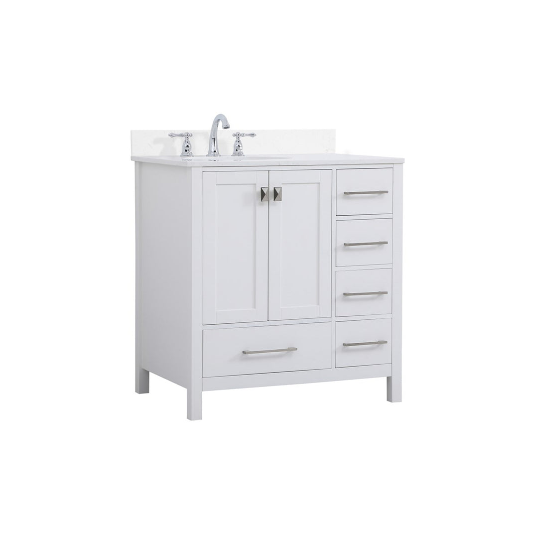 32 Inch Single Bathroom Vanity In White - View 3 - Joshua Marshal