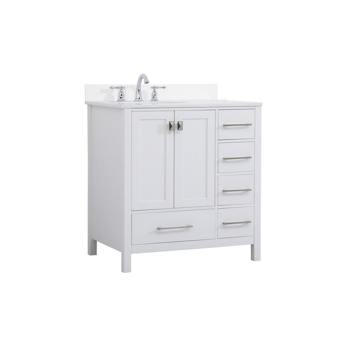 32 Inch Single Bathroom Vanity In White - View 3 - Joshua Marshal