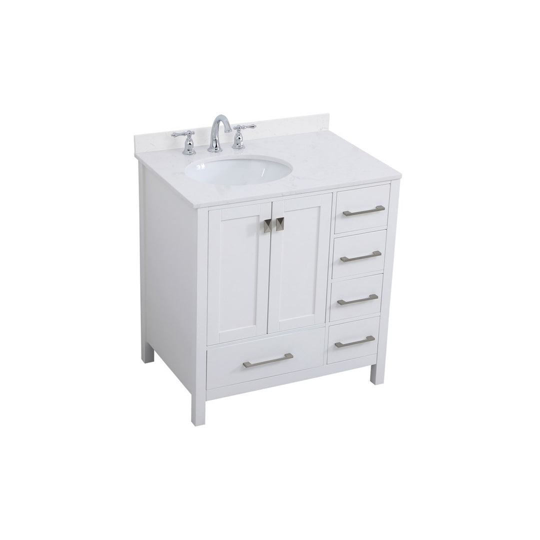 32 Inch Single Bathroom Vanity In White - View 4 - Joshua Marshal