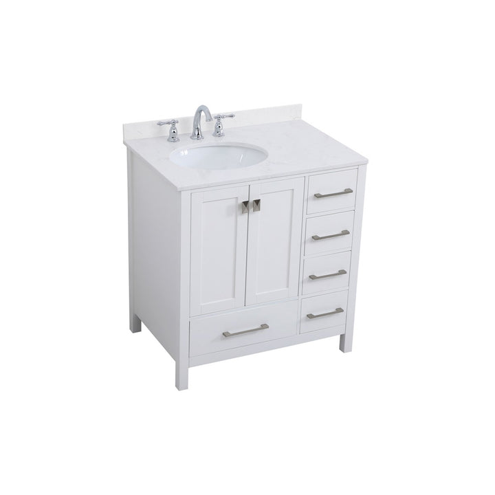 32 Inch Single Bathroom Vanity In White - View 4 - Joshua Marshal