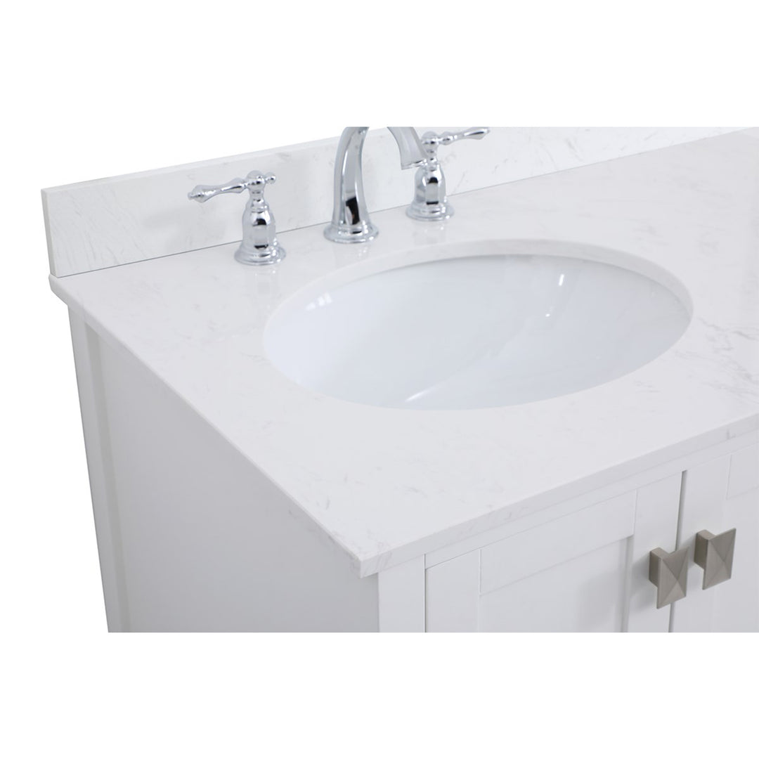 32 Inch Single Bathroom Vanity In White - View 6 - Joshua Marshal