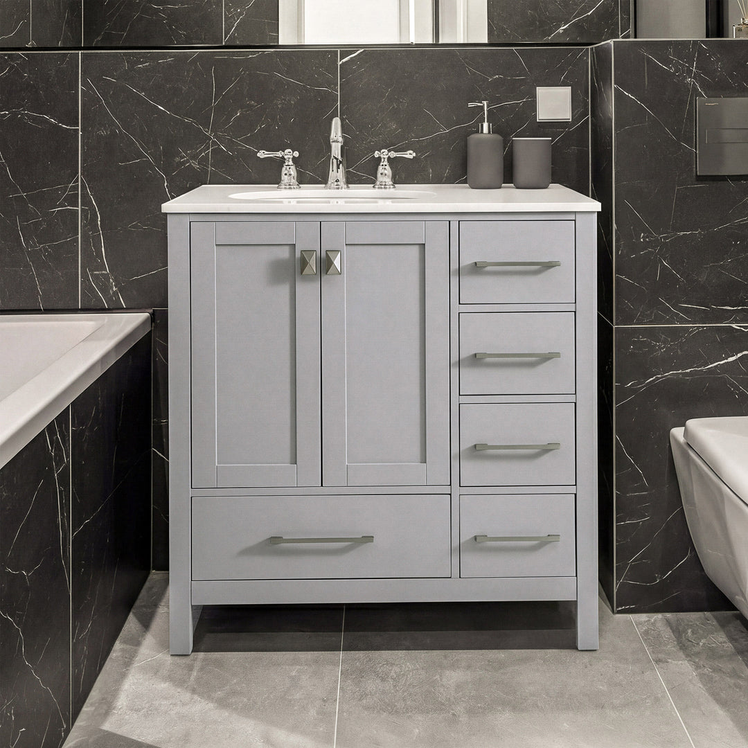 32 Inch Single Bathroom Vanity In Gray Gray Finish - KITCHEN & BATH by Joshua Marshal