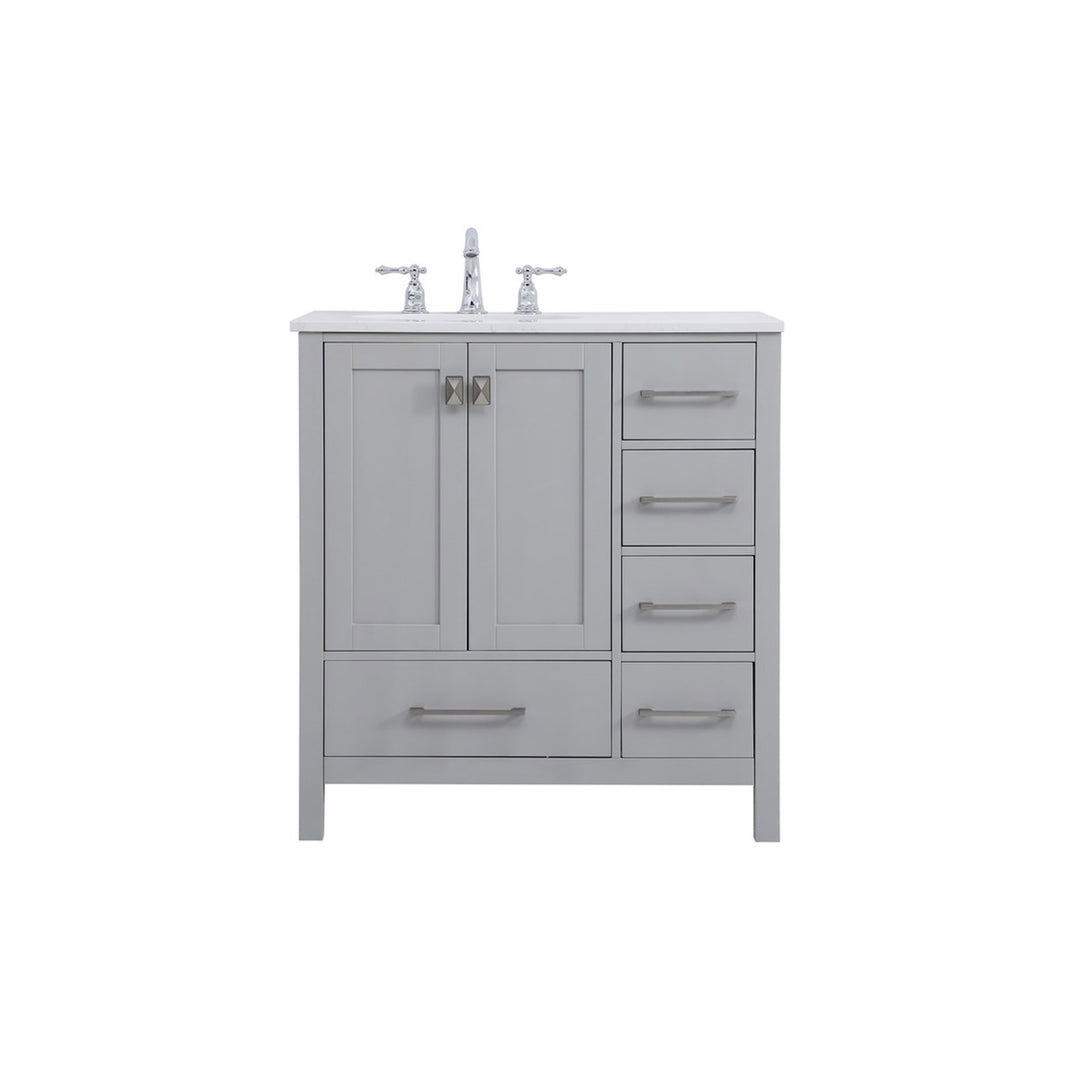 32 Inch Single Bathroom Vanity In Gray - View 3 - Joshua Marshal