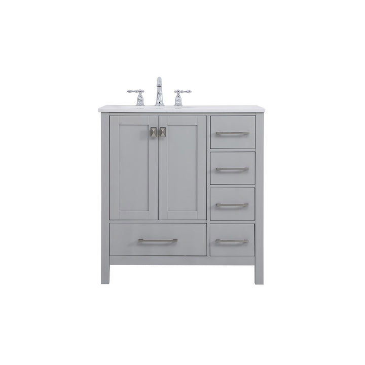 32 Inch Single Bathroom Vanity In Gray - View 3 - Joshua Marshal