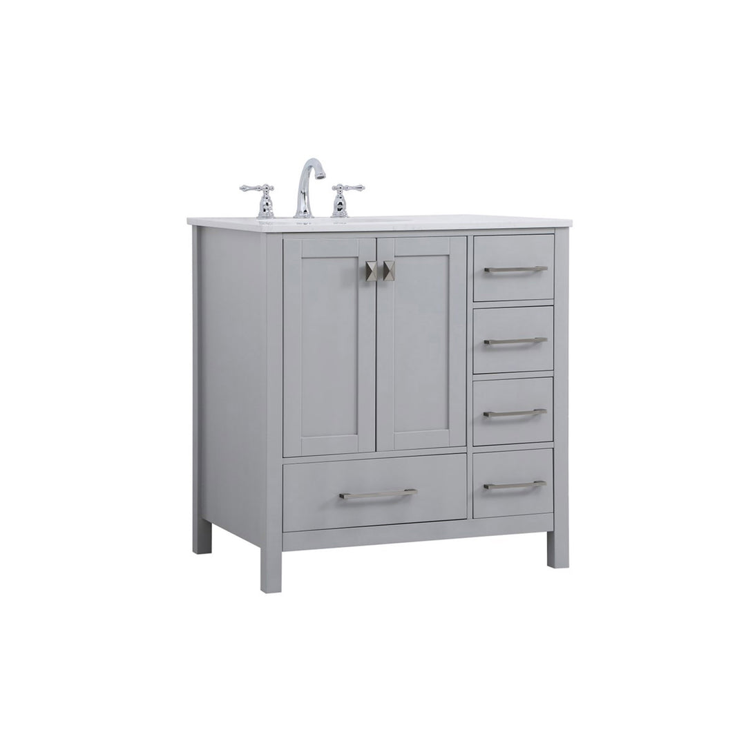 32 Inch Single Bathroom Vanity In Gray - View 4 - Joshua Marshal
