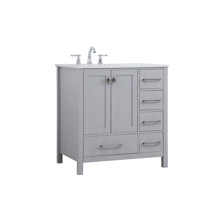 32 Inch Single Bathroom Vanity In Gray - View 4 - Joshua Marshal