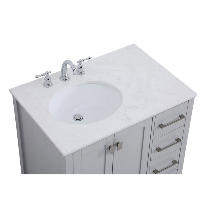 32 Inch Single Bathroom Vanity In Gray - View 6 - Joshua Marshal