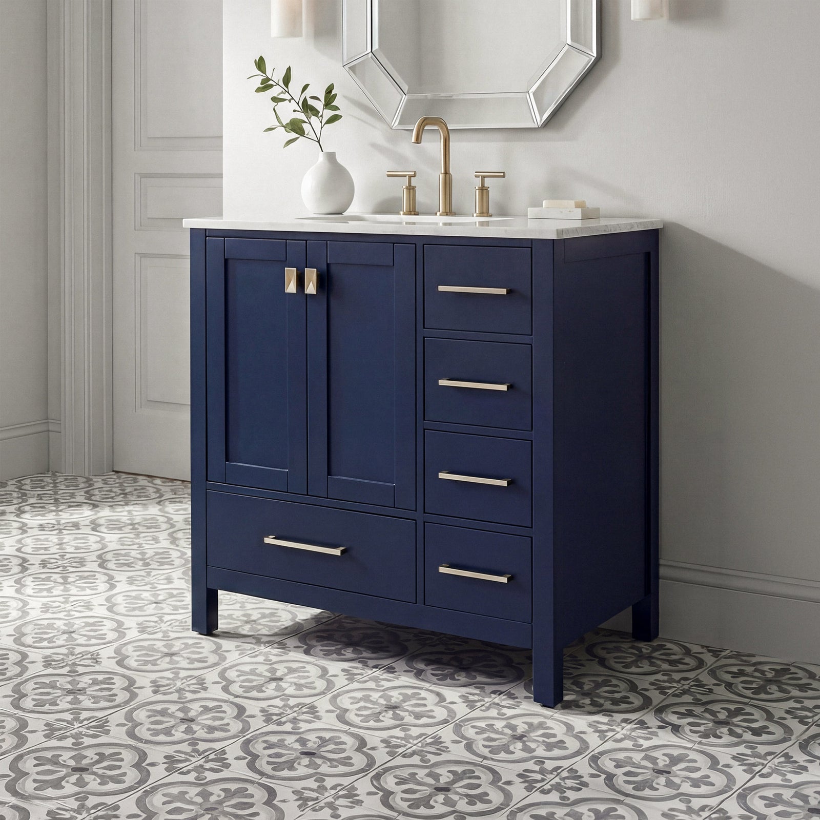 32 Inch Single Bathroom Vanity In Blue Blue Finish - KITCHEN & BATH by Joshua Marshal