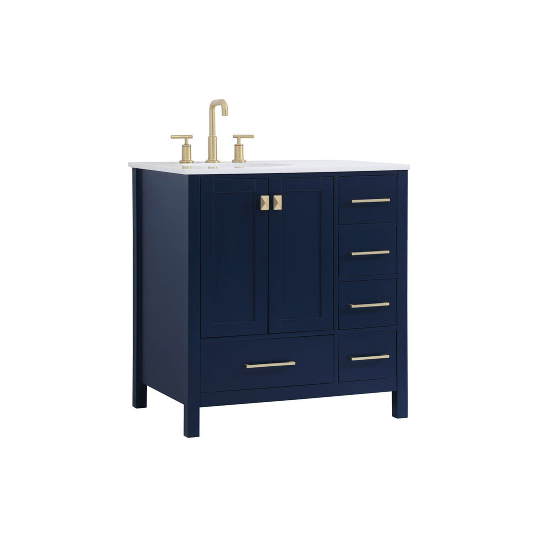 32 Inch Single Bathroom Vanity In Blue - View 4 - Joshua Marshal